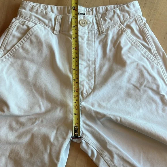 BUCK MASON High Waisted Wide Leg Twill Denim White Jean Pant - Picture 5 of 14